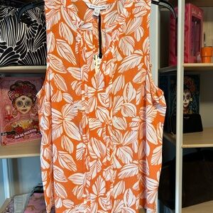 41 Hawthorn (stitchfix brand) Women's Orange Leaf Print Top size medium